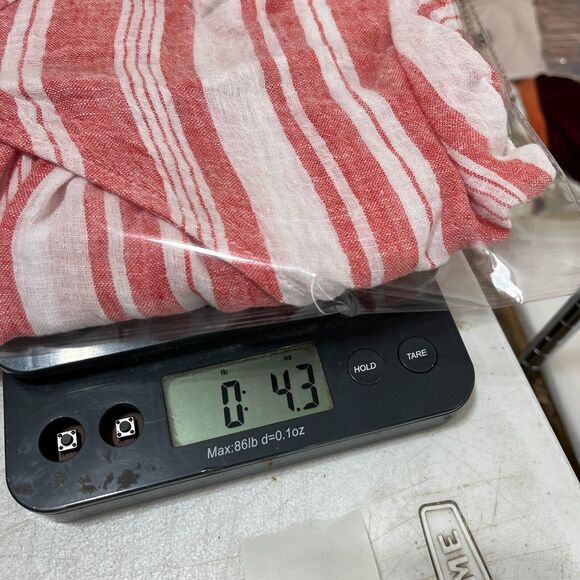 Old Navy Shirt Womens Large Red Wrap Chambray Basic Cotton Linen Striped Cropped - Picture 12 of 12